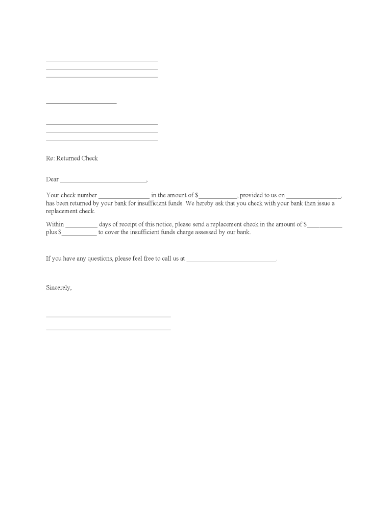 Free Notice Of Returned Check Word Download Free Print