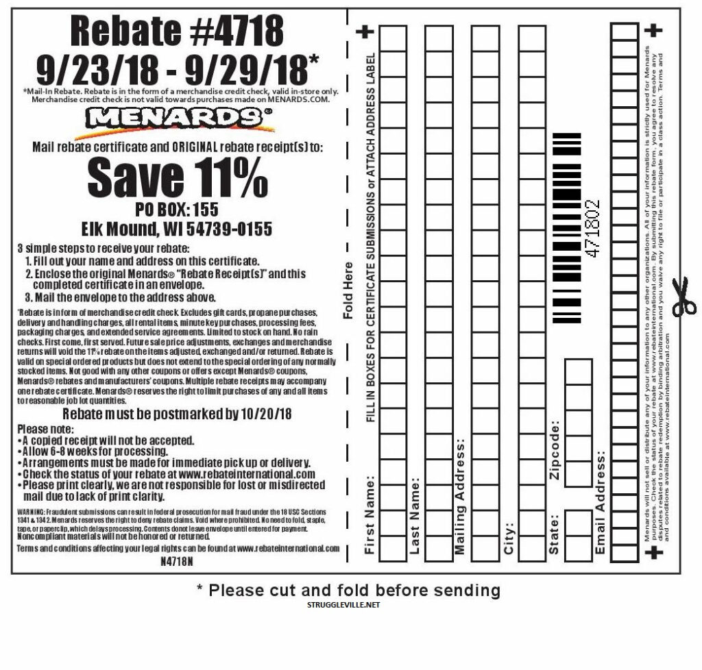 Menards 11 Rebate Form 4448 MenardsRebateForms