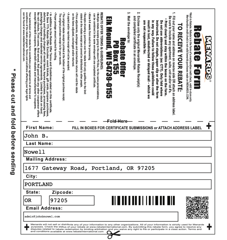 Menards Rebate Form 3275 LatestRebate