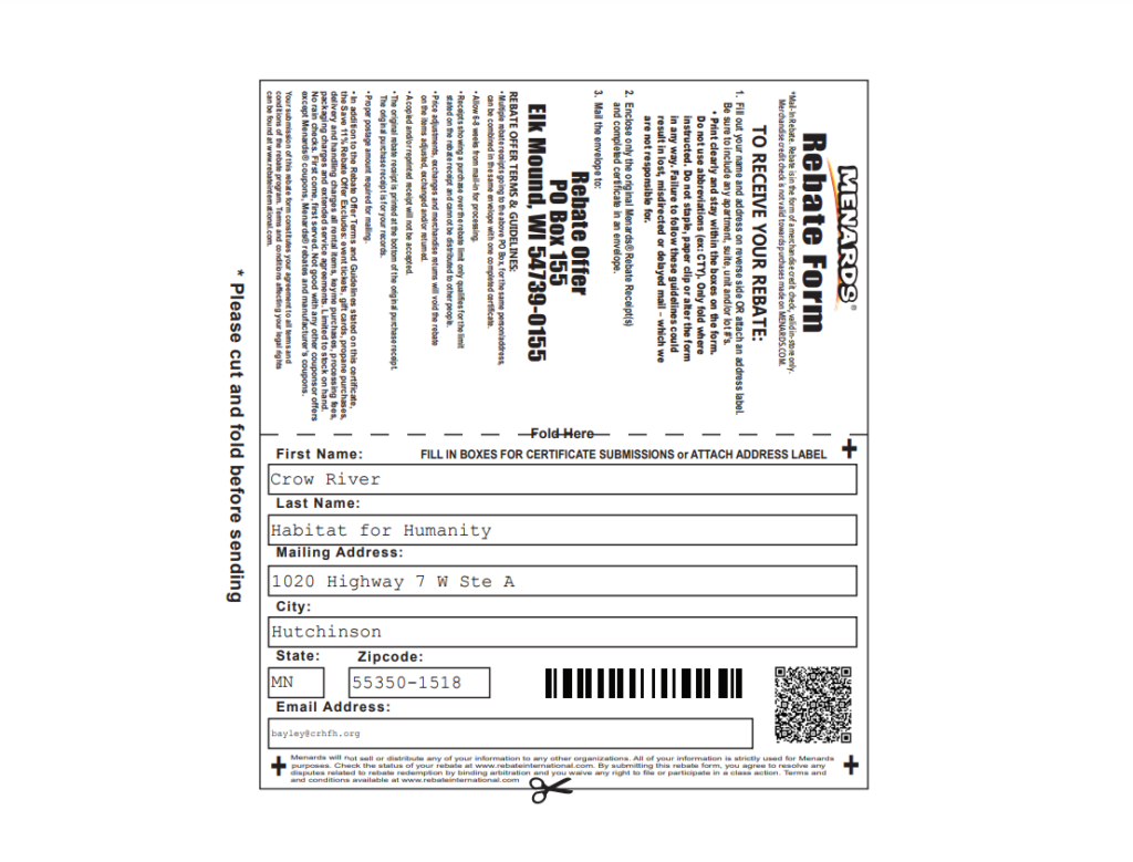 Menards Rebate Offer Form Printable Rebate Form