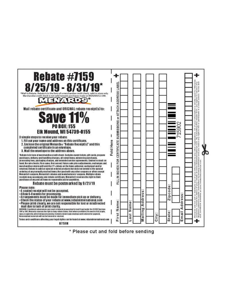 Menards Rebates 7609 Form MenardsRebateForms