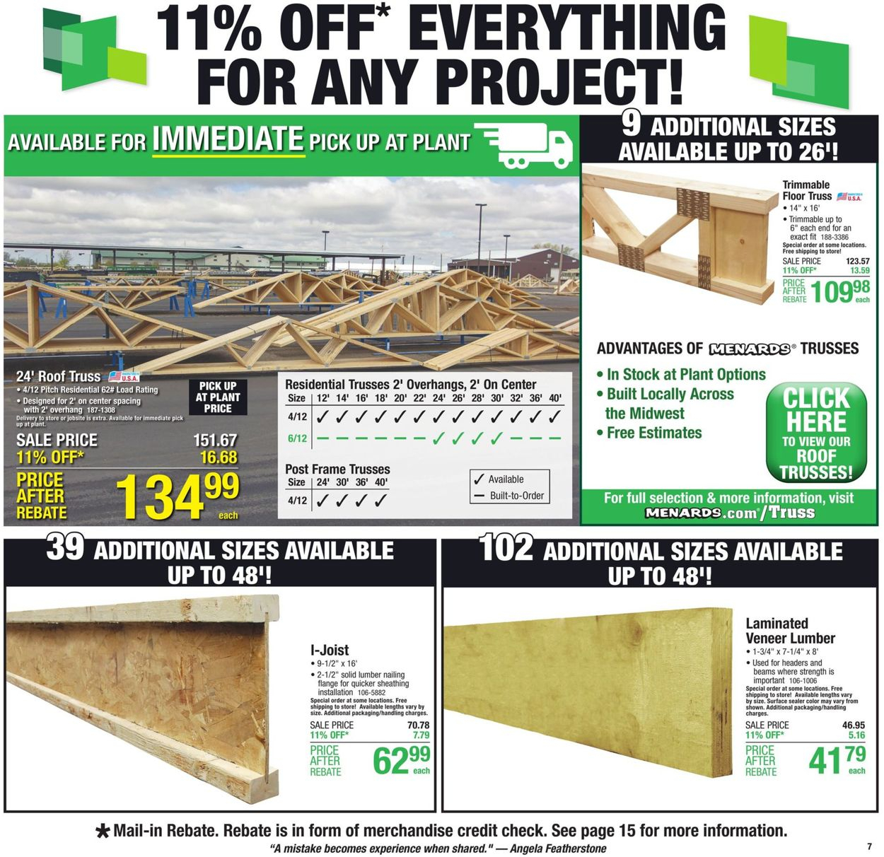 Are Roof Trusses Included In Menard s 11 Rebates 11Rebate