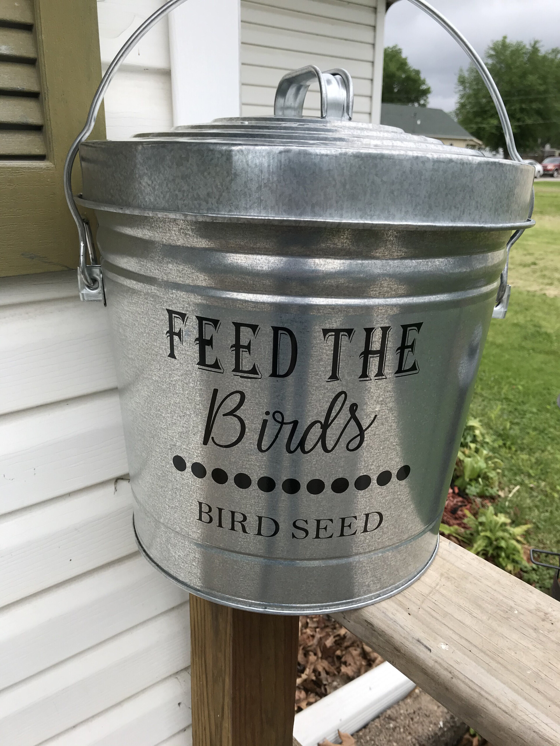 Galvanized Trash Can From Menards I Used Cricut Permanent Vinyl And 