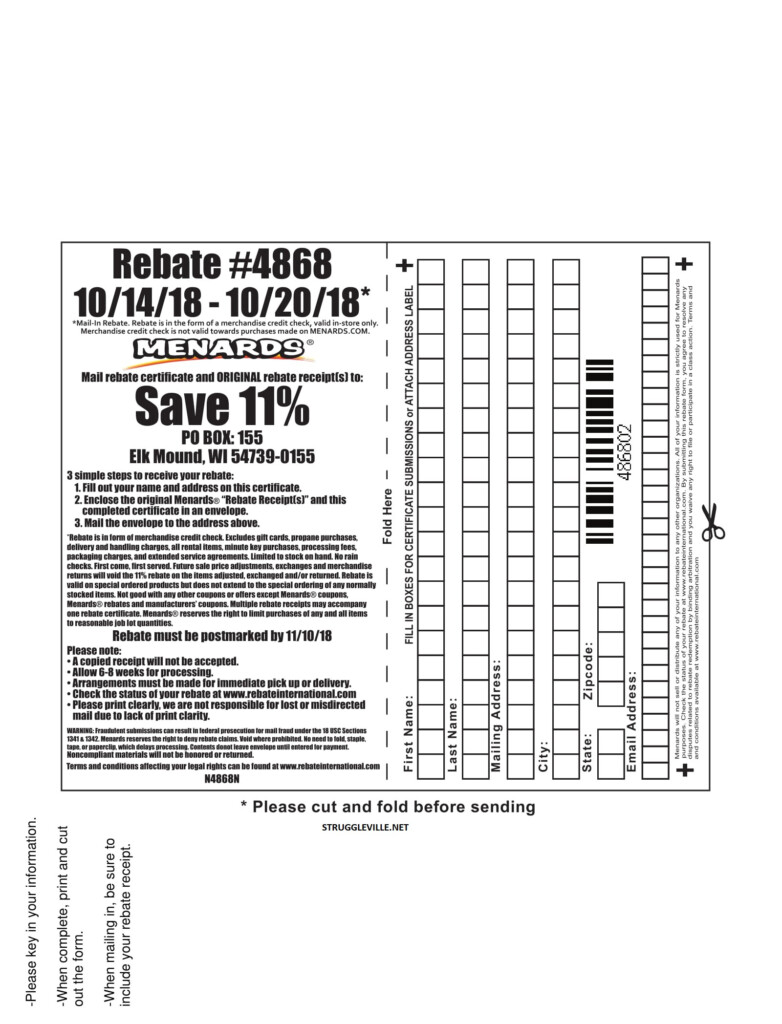 Menards 11 Rebate 4868 Purchases 10 14 18 10 20 18 Struggleville