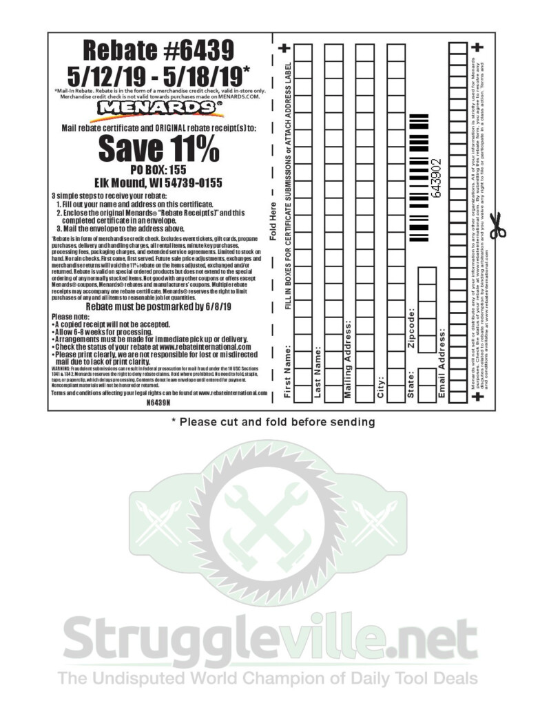 Menards 11 Rebate 6439 Purchases 5 12 19 5 18 19