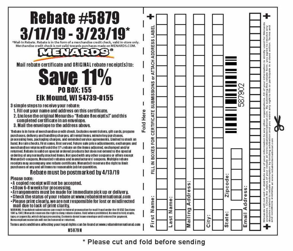 Menards 5879 Printable Rebate Forms RebateForMenards