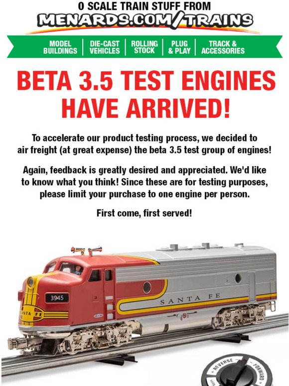 Menards Beta 3 5 Test Engines Have Arrived Milled