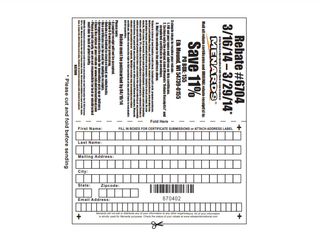 Menards Price Adjustment Rebate Form July 2023 MenardsRebateForms