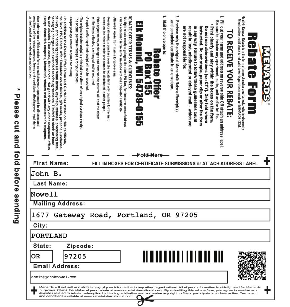 Menards Rebate Form 737 FreePrintableTM