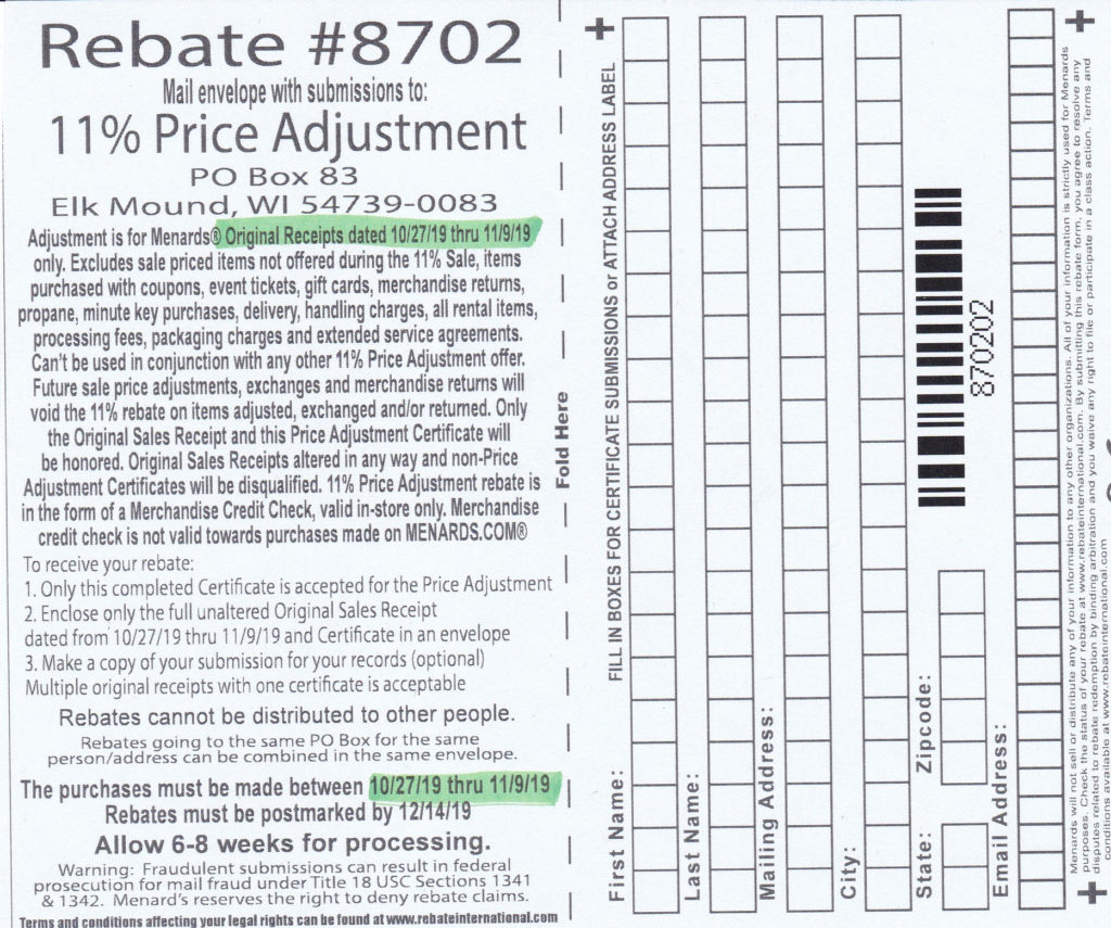 Menards Rebate Form 8702 Printable Crossword Puzzles Bingo Cards Forms