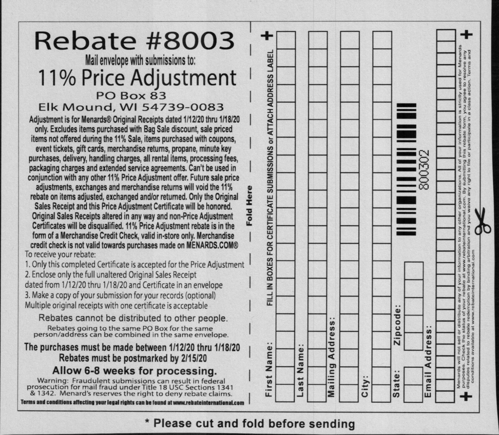 Menards Rebate Form Pdf Printable Crossword Puzzles Bingo Cards Forms