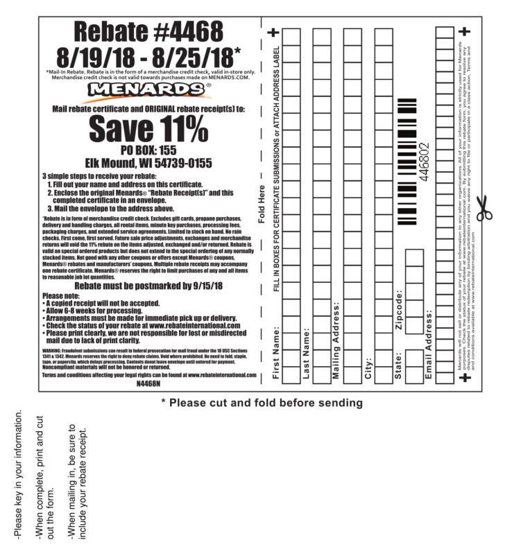 Menards 11 Rebate Dates November 2023