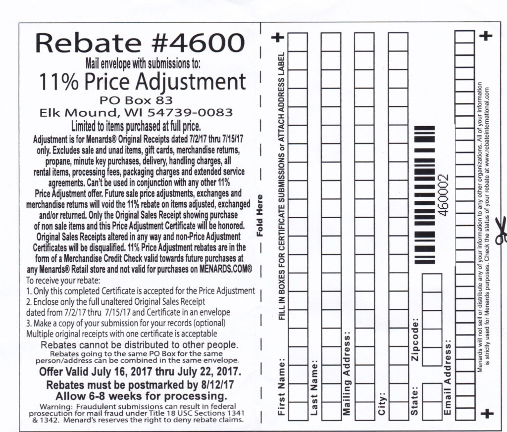 Print Expired Menards Rebate Forms MenardsRebate Form